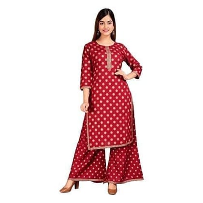 Monica Fashion Rayon A-Line Kurti and Palazzo Pants Set