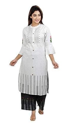 Monica Fashion Rayon Hand Work Casual Wear/Ethnic wear/Kurti Palazzo Set Calf Length Kurti Plazo Set for Women