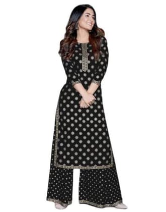 Monica Fashion Women's Rayon Straight Kurti Sharara, Palazzo Set