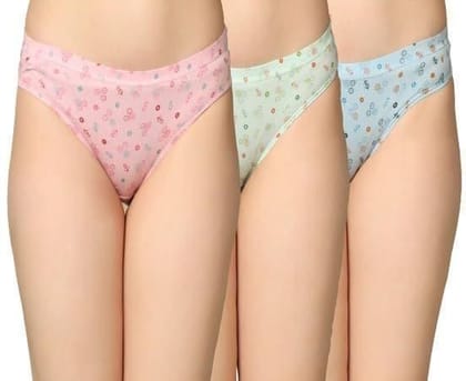 Be PerfectDaily Use Special Smoothness Inner Wear Solid Printed Mid Rise Cotton Panties/Panty Brief for Women & Girls (Pack of 3) Multicolor