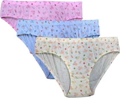 Be PerfectDaily Use Inner Wear Solid Floral Printed Mid Rise Cotton Panties/Panty Brief for Women & Girls Multicolor (Pack of 3)