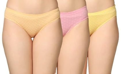 Be PerfectDaily Use Special Smoothness Inner Wear Solid Printed Mid Rise  Cotton Panties/Panty Brief for Women & Girls (Pack of 3) Multicolor