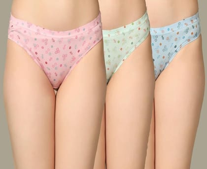 Be PerfectDaily Use Multicolor Design Inner Wear Printed Cotton Panties/Panty Brief for Women & Girls (Pack of 3)