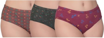 Be PerfectDaily Use Soft Solid Inner Wear Printed Cotton Panties/Panty Brief for Women & Girls (Pack of 3)