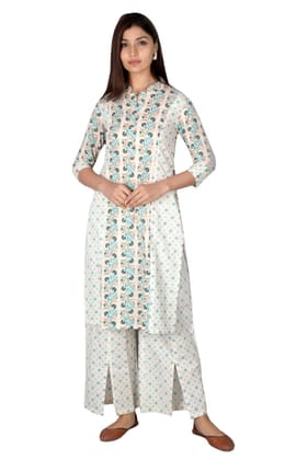 JAIPURETHNICWEAVES Women's Cotton Cambric Printed Straight Kurta & Palazzo Set