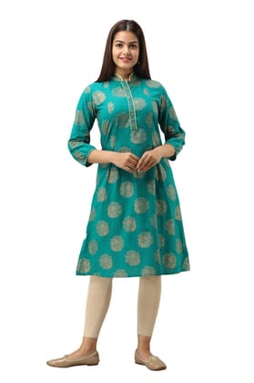 JAIPURETHNICWEAVES Women's Cotton Geometric Printed A-Line Kurta