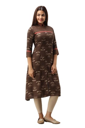 JAIPURETHNICWEAVES Women's Rayon Floral Printed A-Line Kurta