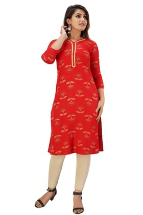 JAIPURETHNICWEAVES Women's Rayon Buti Printed Straight Kurta