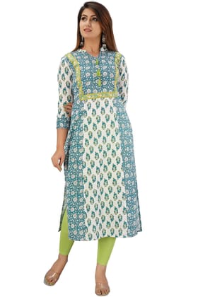 JAIPURETHNICWEAVES Women's Cotton Cambric Embroidered Straight Kurta