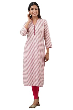 JAIPURETHNICWEAVES Women's Cotton Cambric Lehriya Print Straight Kurta