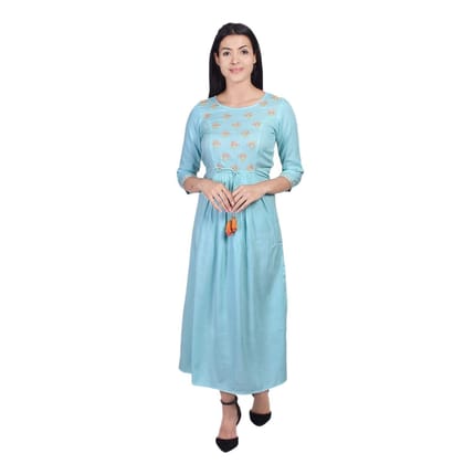 JAIPURETHNICWEAVES Women's Rayon Embroidered Anarkali Kurta