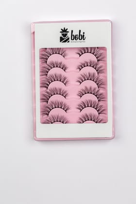 B.O.B.I Reusable Waterproof 10mm Synthetic Hair Natural Fluffy Wispy Long 8D Volume Eyelashes - 7 Pair