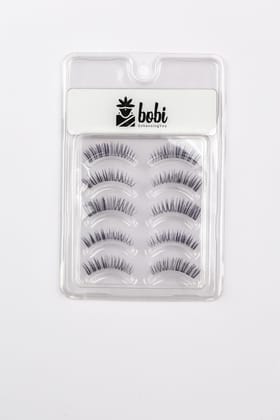 B.O.B.I Reusable Waterproof 12mm Synthetic Hair Natural Fluffy Wispy Long CT Volume Eyelashes - 5 Pair