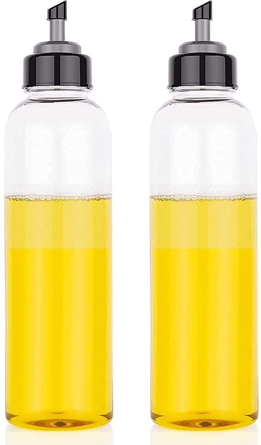 A2DR Plastic Oil Dispenser Bottle Airtight Leak Proof Transparent Unbreakable Vinegar for Kitchen (1000ml)_Set of 2