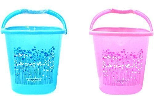 Nayasa Plastic Bathroom Bucket, Multicolour, 25 L (2 Pieces)