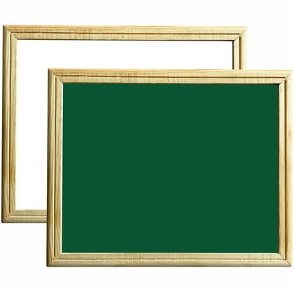 SHELFKING Non-Magnetic 10x12 Inch Double Sided Whiteboard & Chalkboard Wooden Slate Both Side Writing Boards, One Side White Surface & Reverse Side Green Surface - Set of 01 Piece