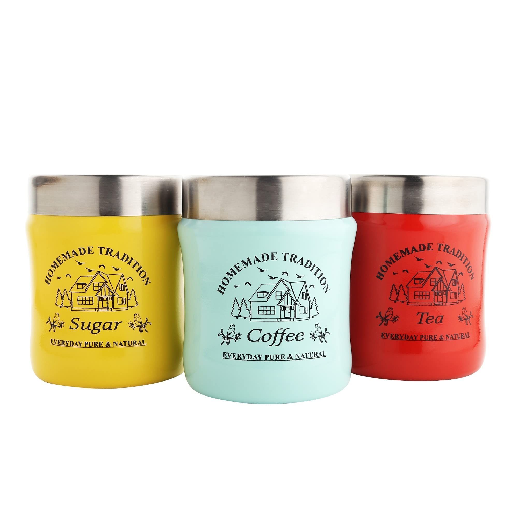 A2DR Stainless Steel Rainbow Tea Coffee Sugar Containers |Canisters