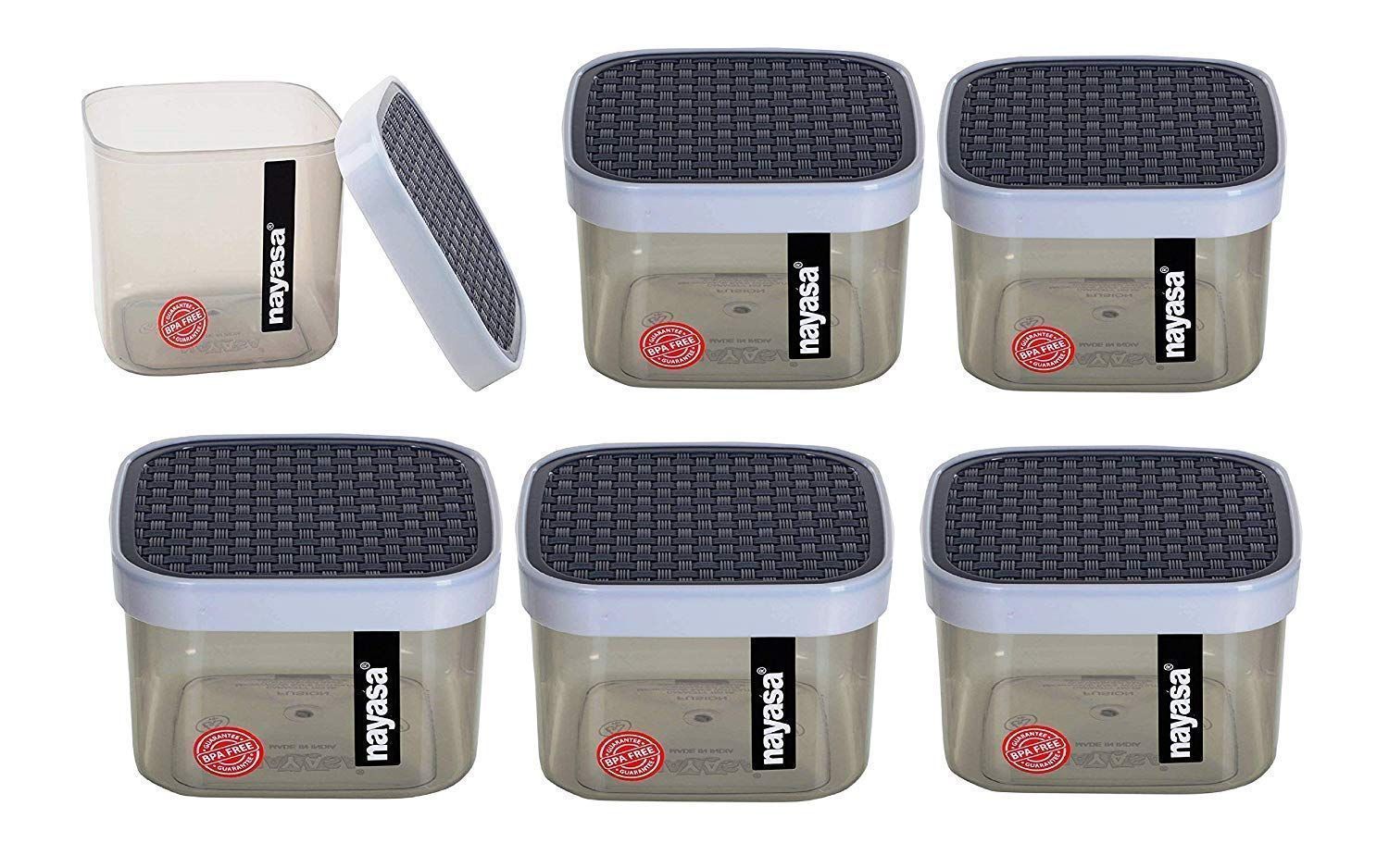 Nayasa Superplast Plastic Fusion Containers 550ml, Set of 6, Grey by Krishna Enterprises