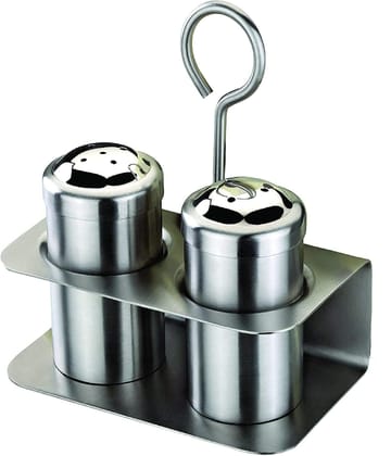 A2DR Stainless Steel Salt and Pepper Shaker with Stand (70 ml)_Set of 2