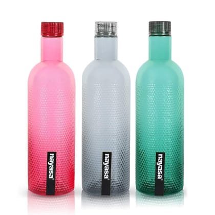 Nayasa Super PLASTE Plastic Bottle, 1000ML, Set of 3, Multicolour