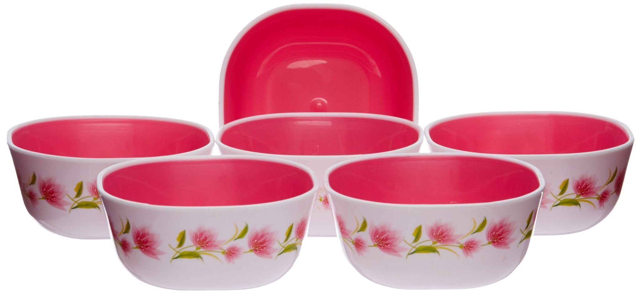 Nayasa Microwave��� Square Bowl DLX Set, Set of 6, Pink