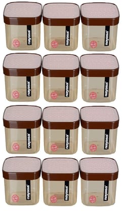 Nayasa Plastic Fusion Airtight Containers - 750 ml, 12 Pieces, Brown