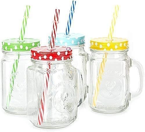 A2DR Mason Jar with Lid and Straw (Pack of 4)