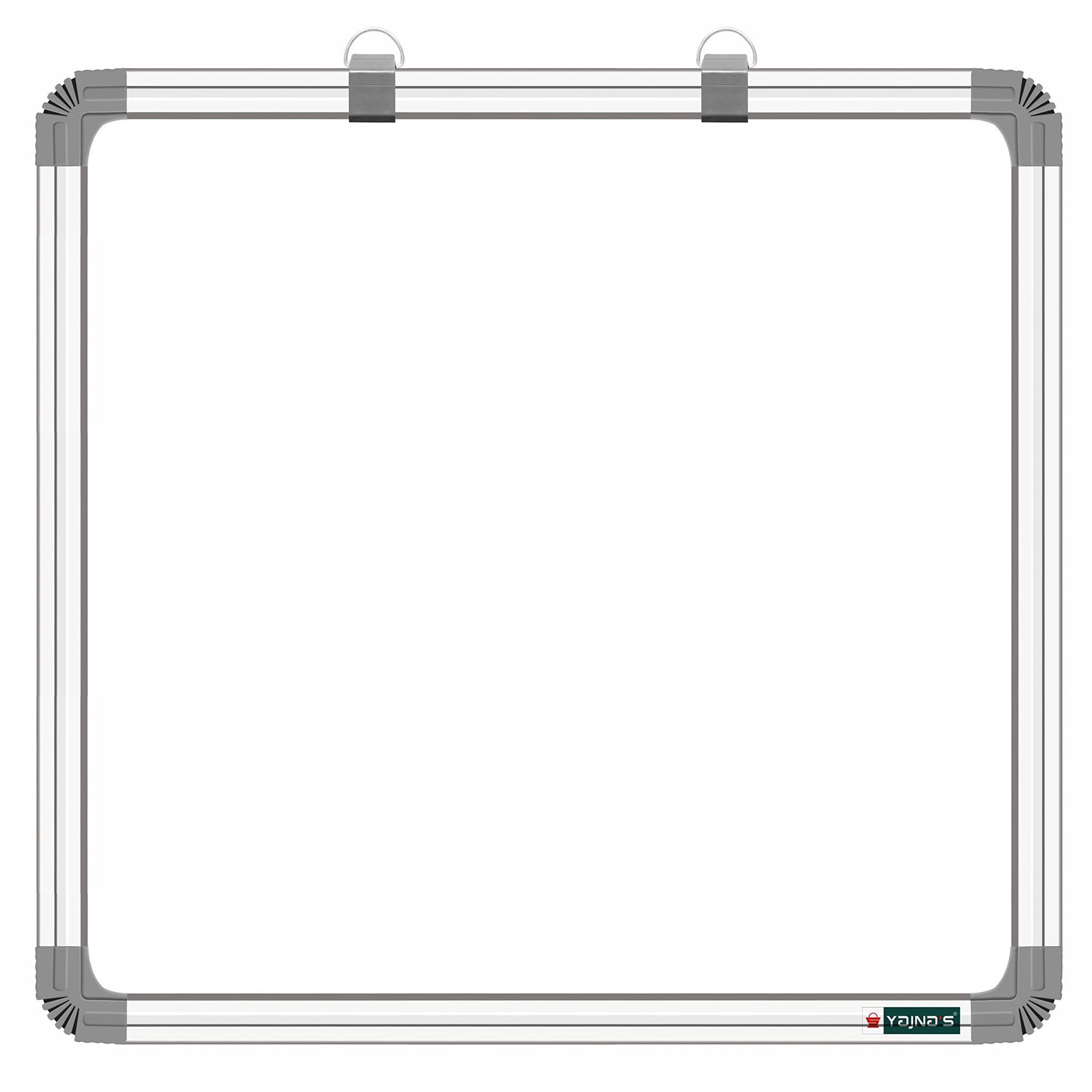 SHELFKING Non-Magnetic 2X2 Feet Double Sided Whiteboard & Chalkboard Both Side Writing Boards, One Side Whiteboard Marker and Back Side Chalkboard Surface - Set of 1 Piece