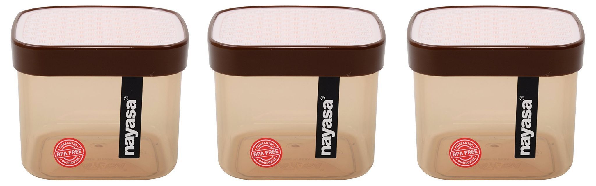 Nayasa Superplast Fusion Plastic Container Set, 750 ml, Set of 3, Brown (SKU-NAYASA-111)