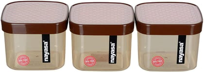 Nayasa Superplast Fusion Plastic Container Set, 750 ml, Set of 3, Brown (SKU-NAYASA-222)