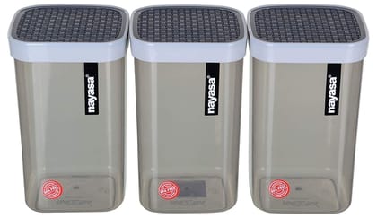 Nayasa Superplast Plastic Fusion Container 1 Litre, Set of 3, Grey