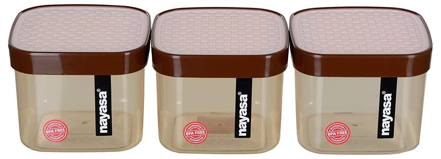 Nayasa Superplast Plastic Fusion Containers 500ml, Set of 6, Brown by Krishna Enterprises