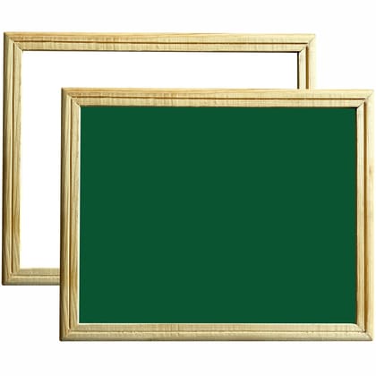 SHELFKING Non-Magnetic 10x12 Inch Double Sided Whiteboard & Chalkboard Wooden Slate Both Side Writing Boards, One Side White Surface & Reverse Side Green Surface - Pack of 1 Piece