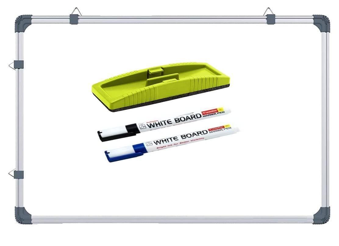 A2DR Non-Magnetic (2 x 3 Feet) Double-Sided 2in1 White Board & Green Chalk Board with Accessories 2 Marker and Duster with Hanging Hooks