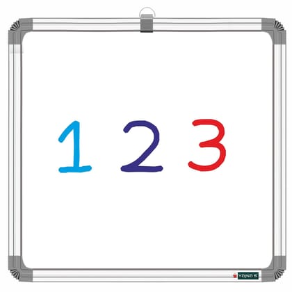 SHELFKING Non-Magnetic 1X1 Feet Double Sided Whiteboard & Chalkboard Both Side Writing Boards, One Side Whiteboard Marker and Back Side Chalkboard Surface - Set of 1 Piece