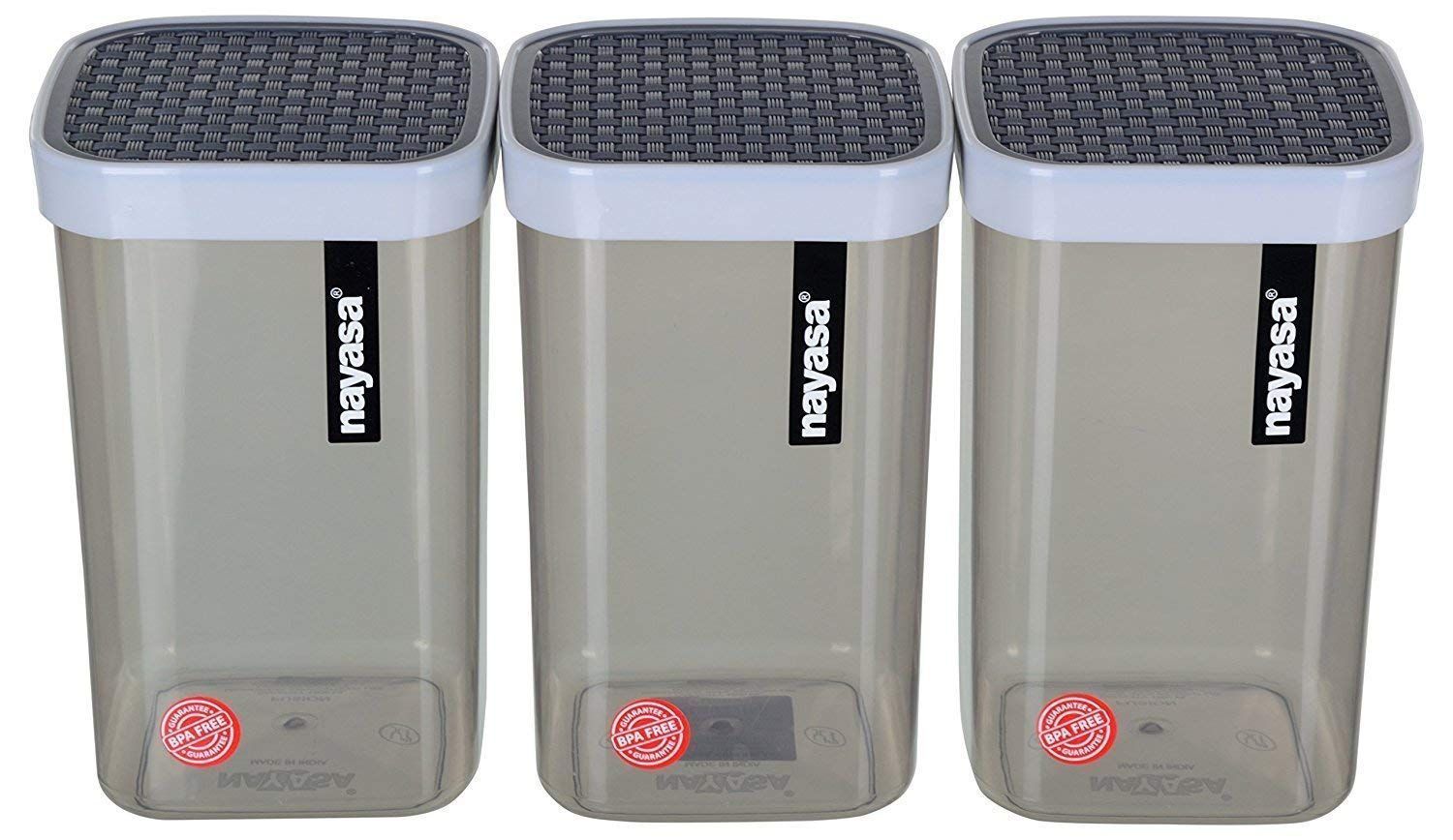 Nayasa Superplast Plastic Container - 1000 ml, 3 Pieces, Grey