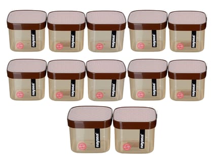 Nayasa Superplast Plastic Fusion Containers (750ml, Brown) Set of 12