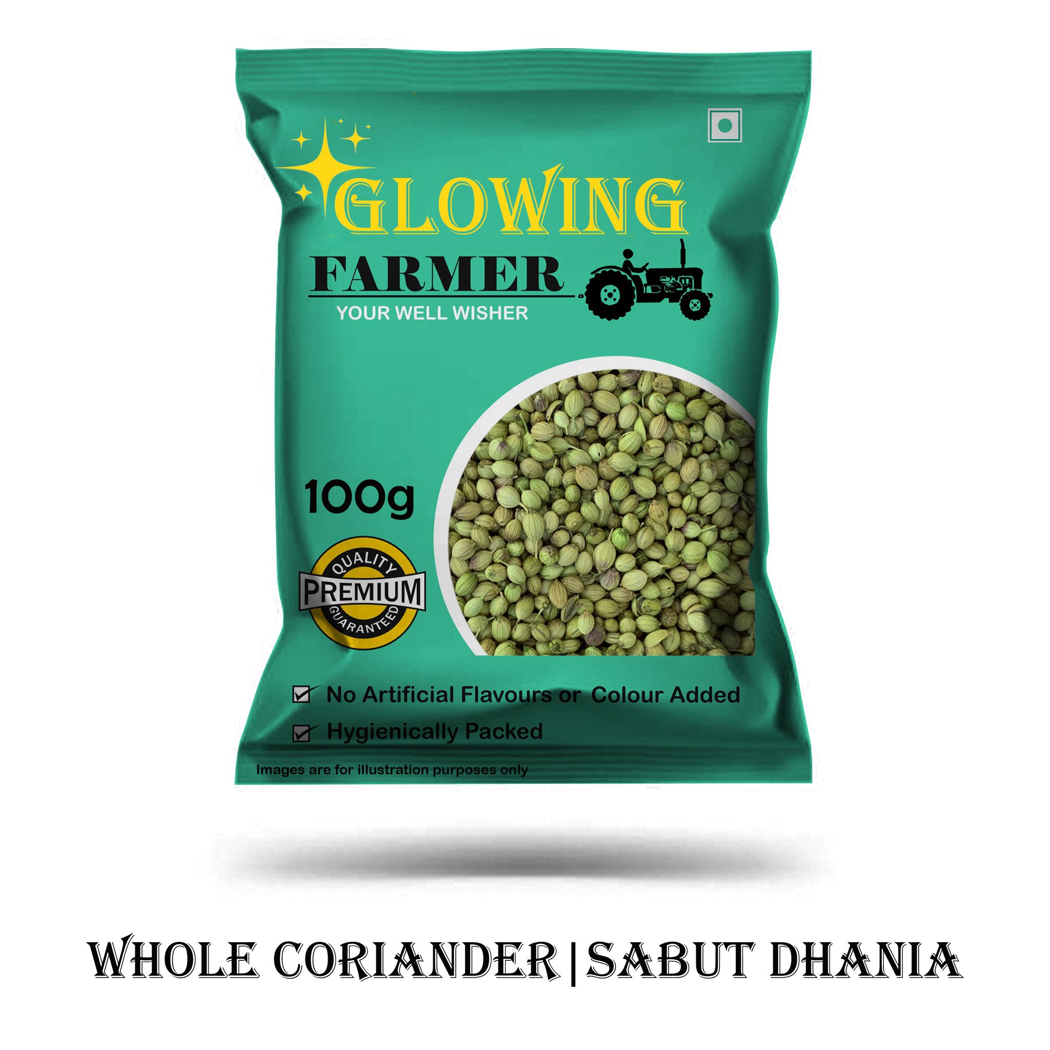 GLOWING FARMER Premium Whole Coriander Seeds| Sabut Dhania / Dhaniya 100g