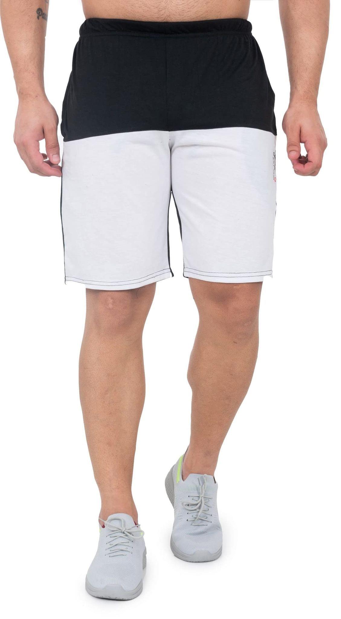 Men's Printed Black and White Colored Regular Fit Shorts