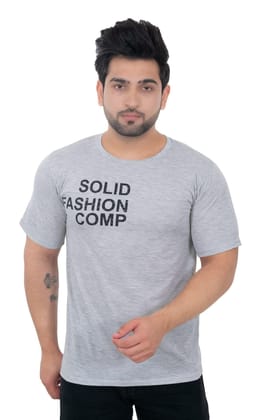 SKYBEN Round Neck Men's Printed Light Grey T-Shirt in Poly Cotton Fabric