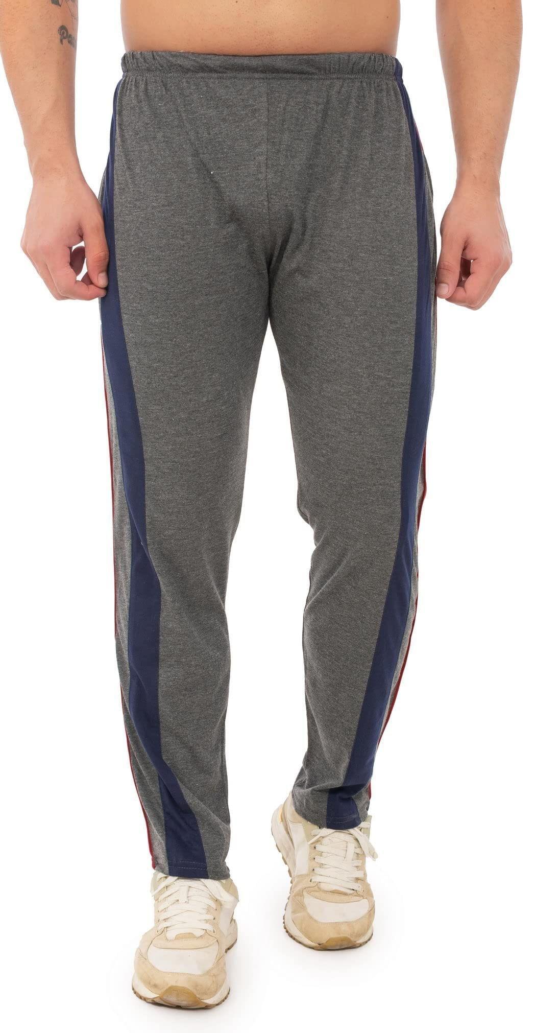 SKYBEN Branded Trackpant for Men in Dark Grey Piping Patti Design