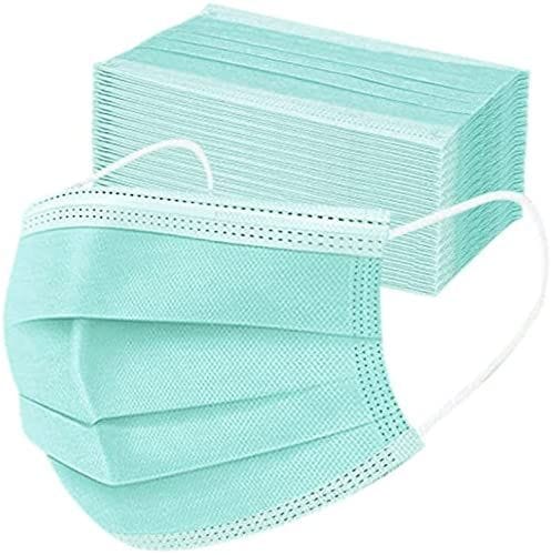 Marc Loire Non-woven Fabric 3 Layered Disposable Face Mask with inbuilt Nose Clip CE, ISO & GMP Certified; Green (Pack of 50)