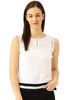 Marc Loire Women's White Fashion Western Party & Casual Wear Top