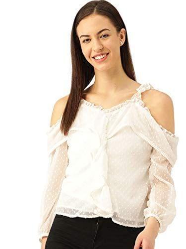 Marc Loire Women's White Fashion Western Party & Casual Wear Top