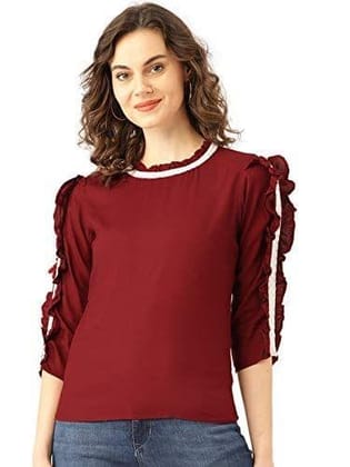 Marc Loire Women's Maroon Fashion Western Party & Casual Wear Top