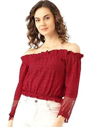 Marc Loire Women's Beautiful Maroon Western Top