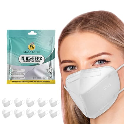 Marc Loire Certified 5-Layered Outdoor Protection Anti Pollution N95 Face Mask For Men And Women (Free Size, White)