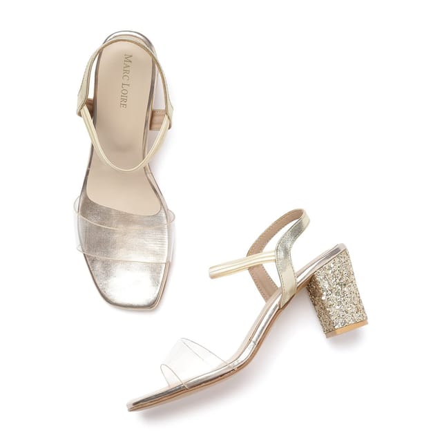 Marc Loire Women's Casual Soft Comfortable Gold Block Heels