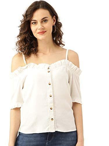 Marc Loire Women's White Fashion Western Party & Casual Wear Top