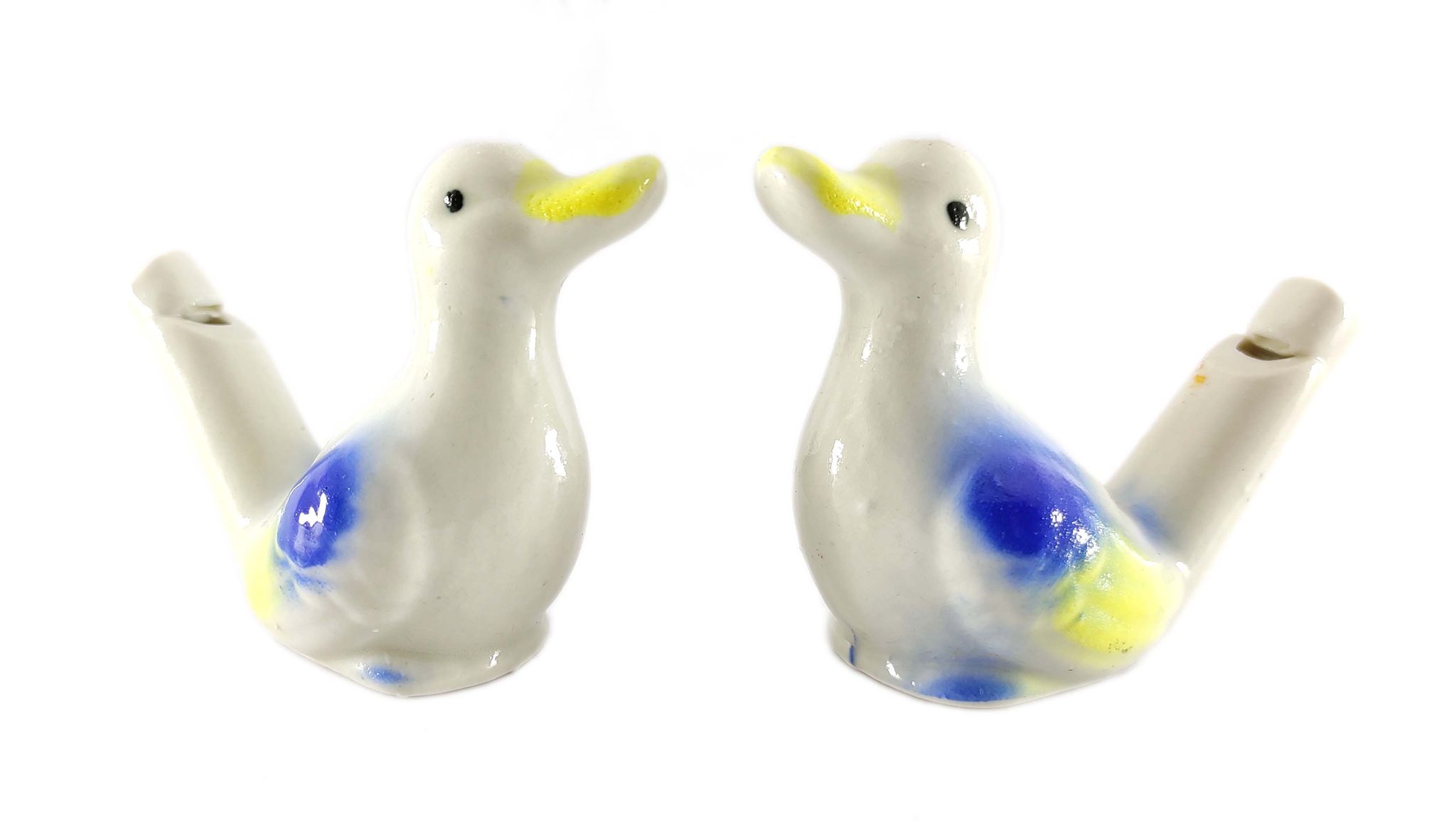 Pair of New Duck Ceramic Bird Water Whistle Musical - Fill The Water and Blow The Bird for Different Sounds / Clay Bird Water Whistle - Terracotta decor